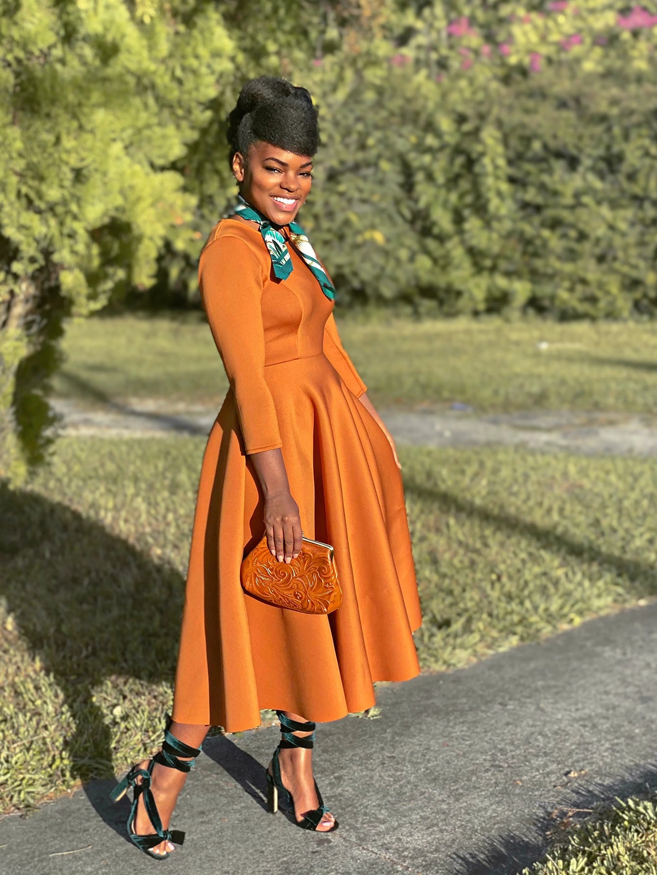 Elegant 3/4 Length Sleeve Swing Dress