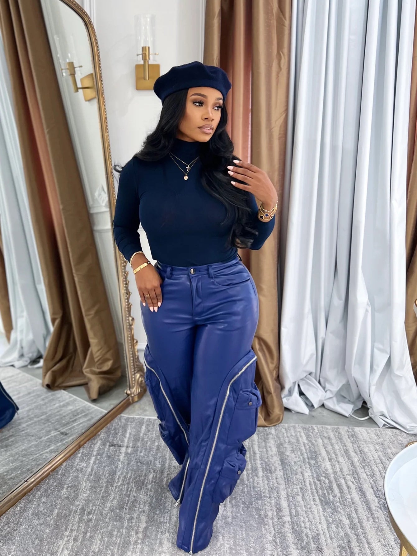 Stylish Detachable Zippered Cargo Leather Pants