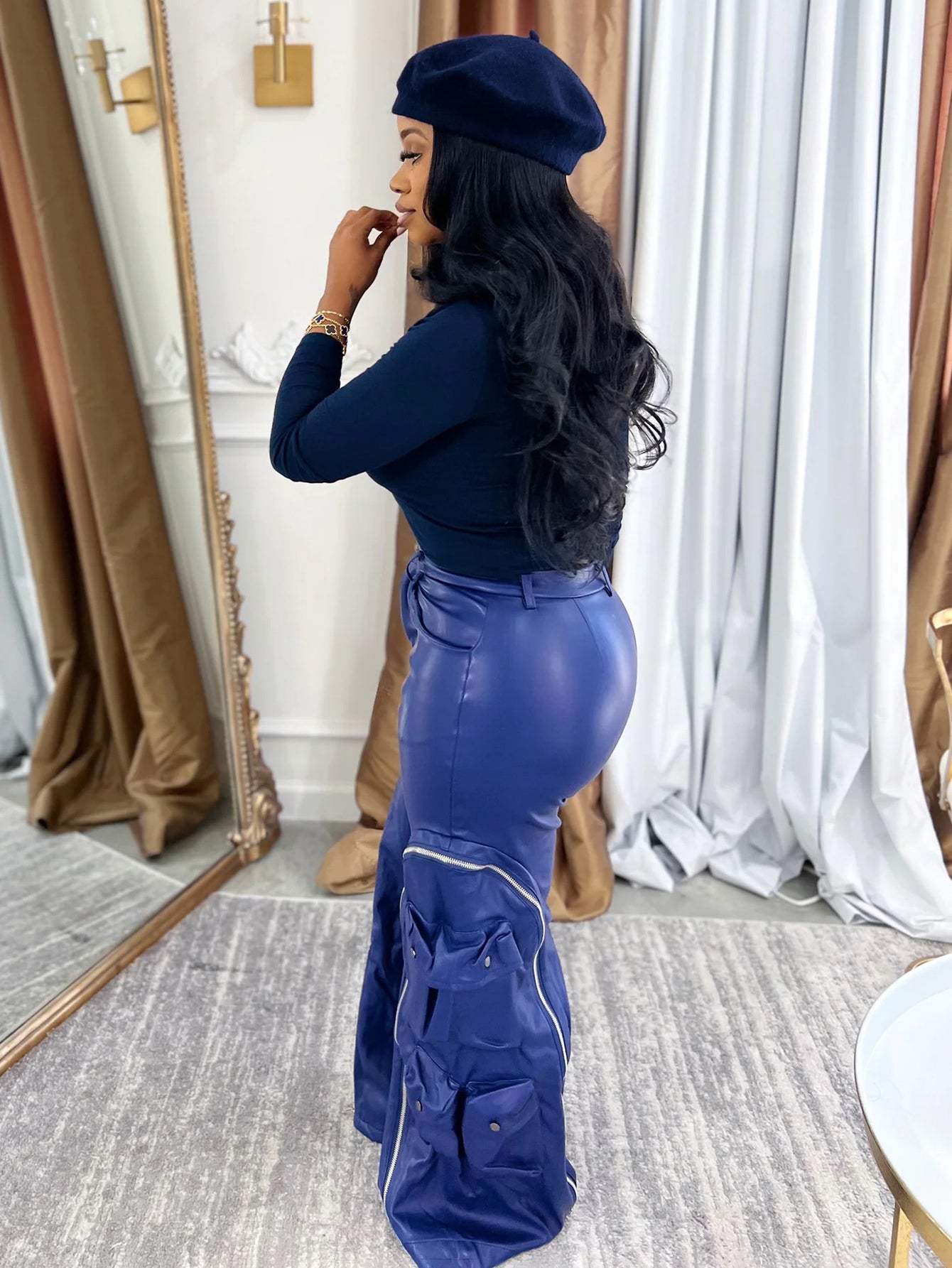 Stylish Detachable Zippered Cargo Leather Pants