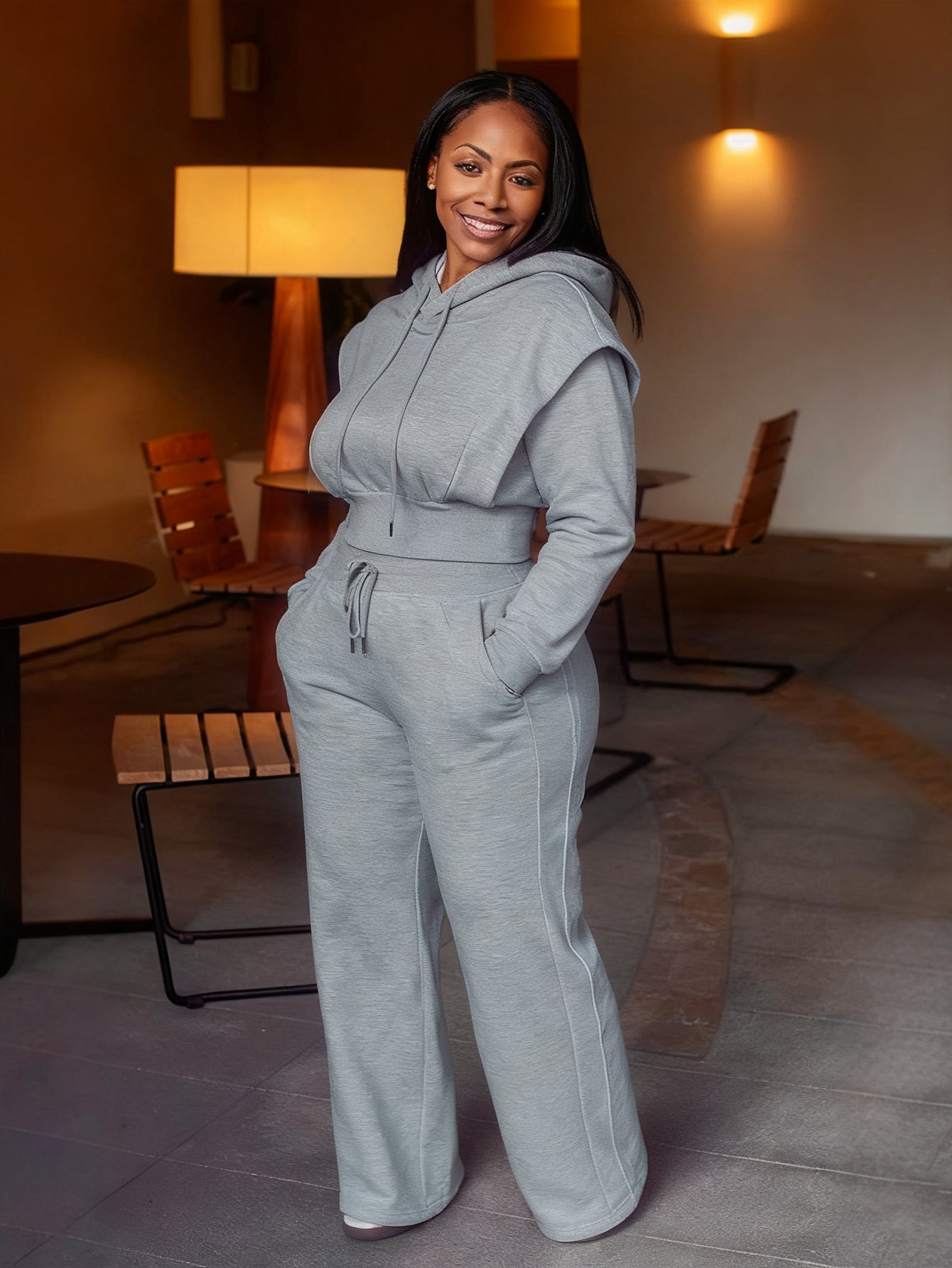 Stylish Cropped Hoodie & Sweatpants Set
