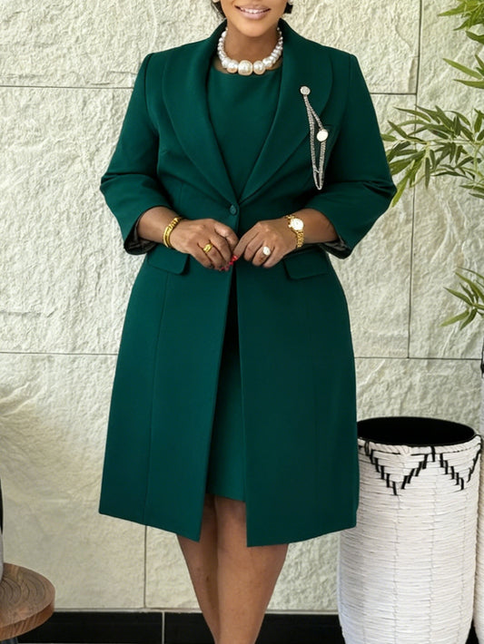 Stylish Mid-length Blazer & Slip Dress Set
