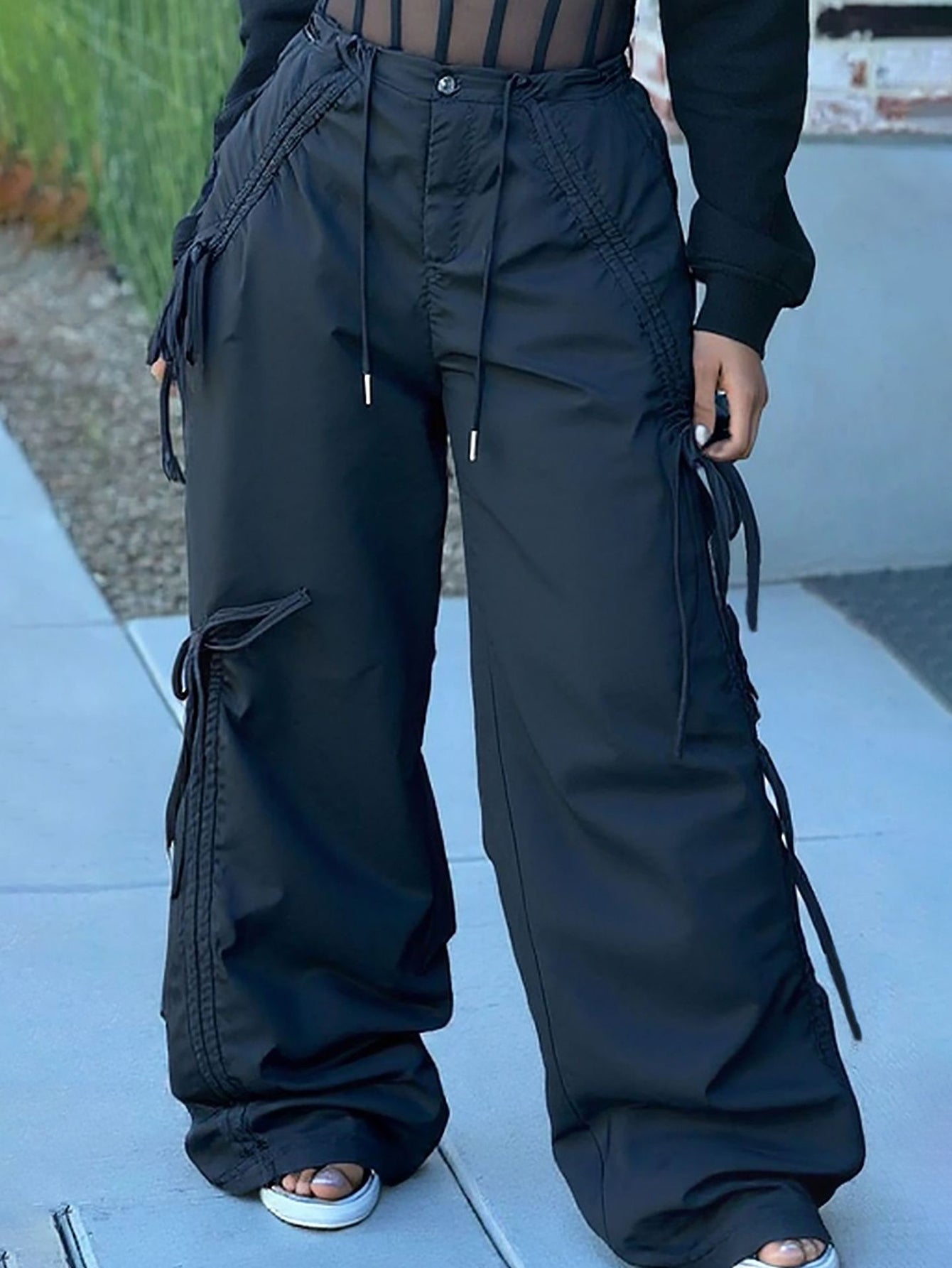 Stylish Bow-tie Drawstring Cargo Pants