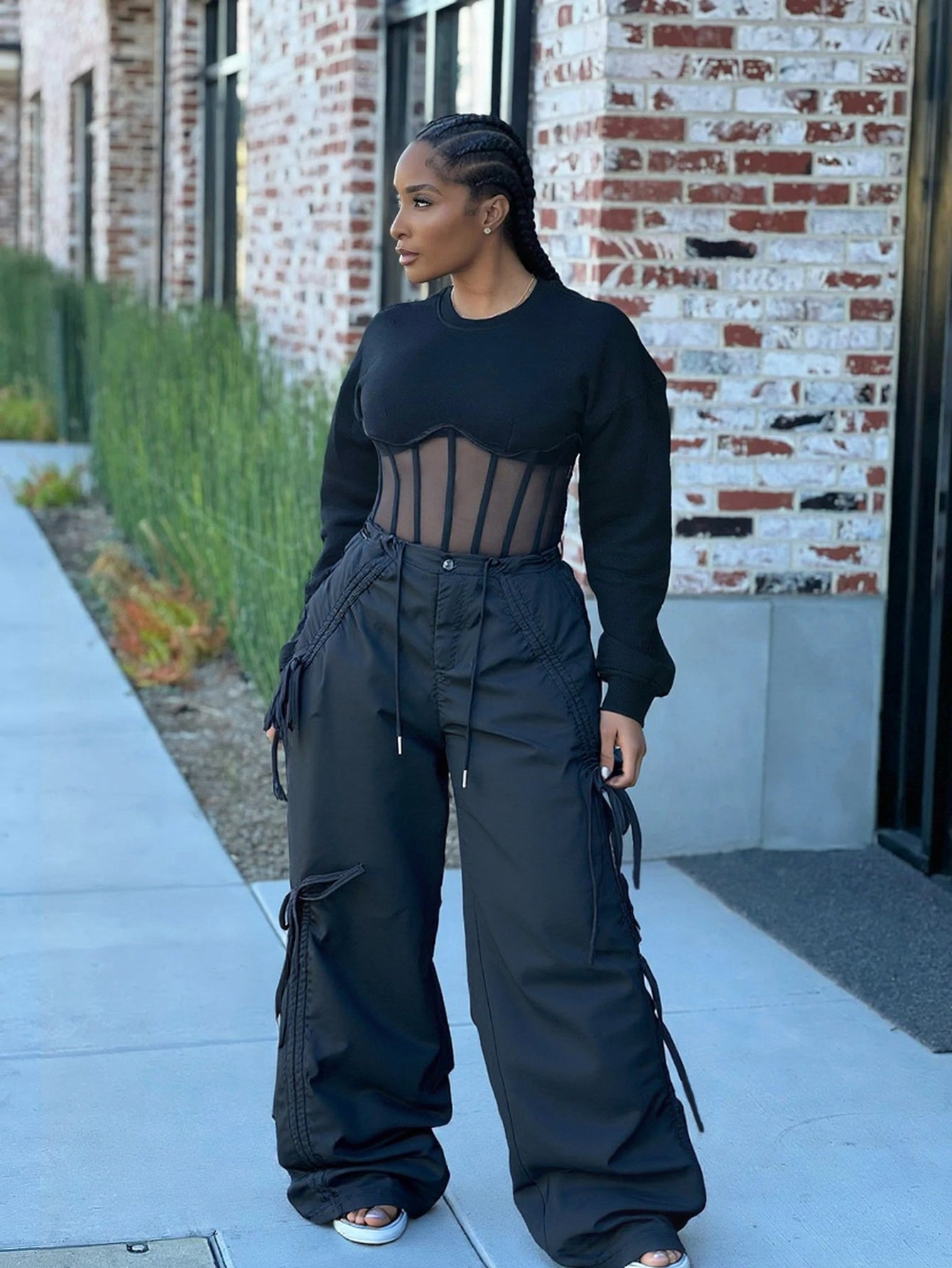 Stylish Bow-tie Drawstring Cargo Pants