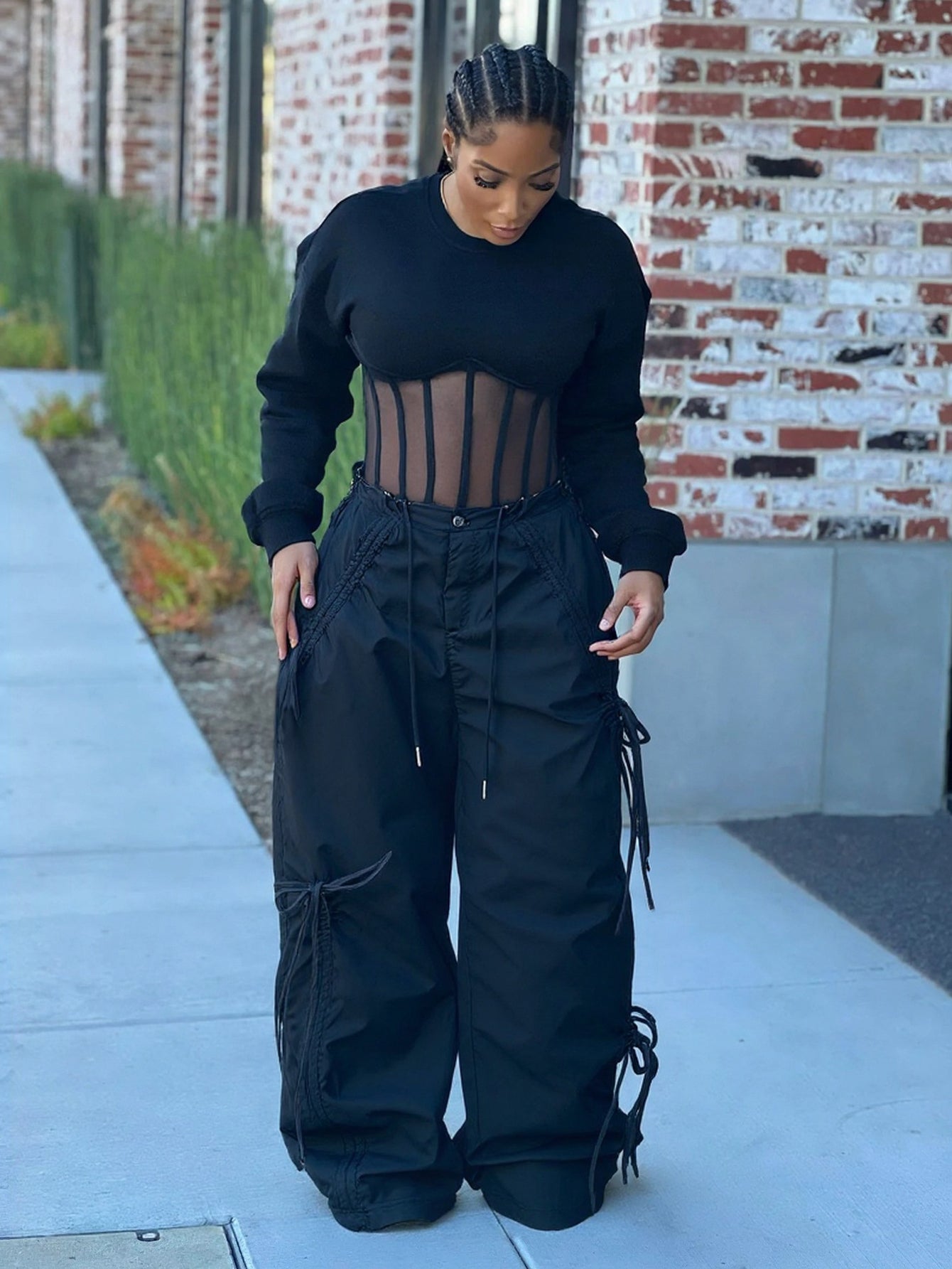 Stylish Bow-tie Drawstring Cargo Pants