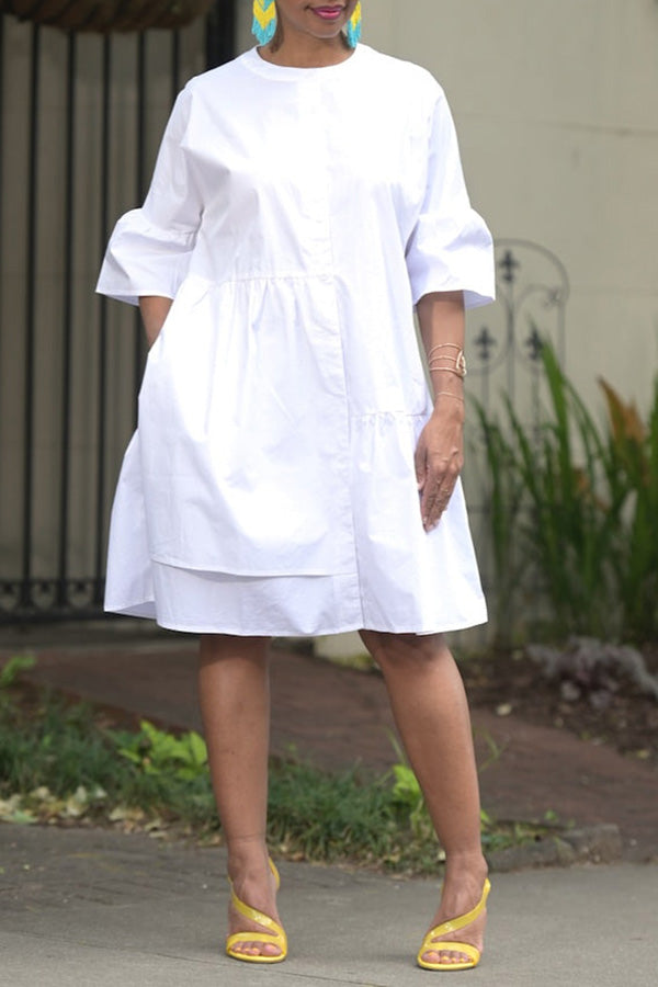 Casual Half Sleeve Shirt Dress