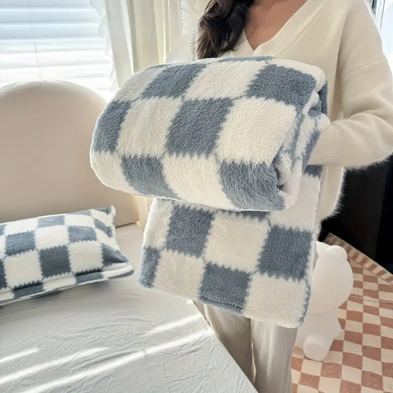 Checkered Blanket Napping Sofa Cover Carpet