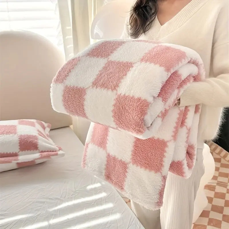 Checkered Blanket Napping Sofa Cover Carpet