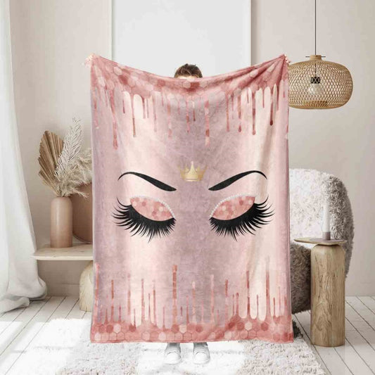 Pink Eyelash Crown Print Print Blanket Plush Blanket Sofa Bed Soft Blanket