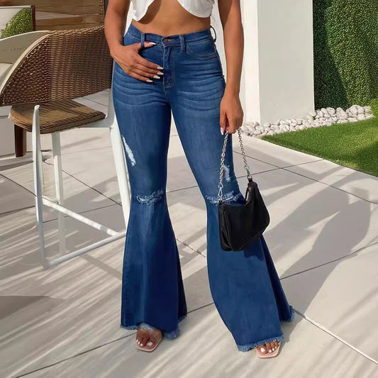 Women's Flared Ripped Jeans