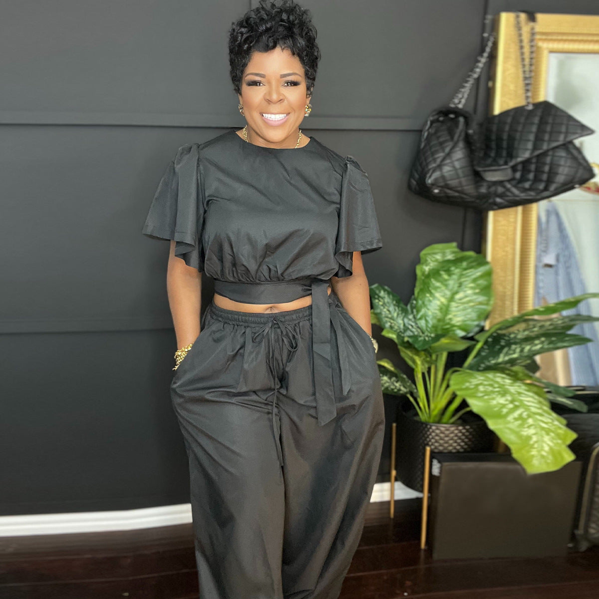 Women's Lace-up Two-piece Set