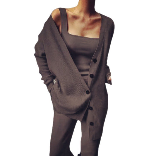 Women's Jacket And Tank Top Pants Three-piece Set