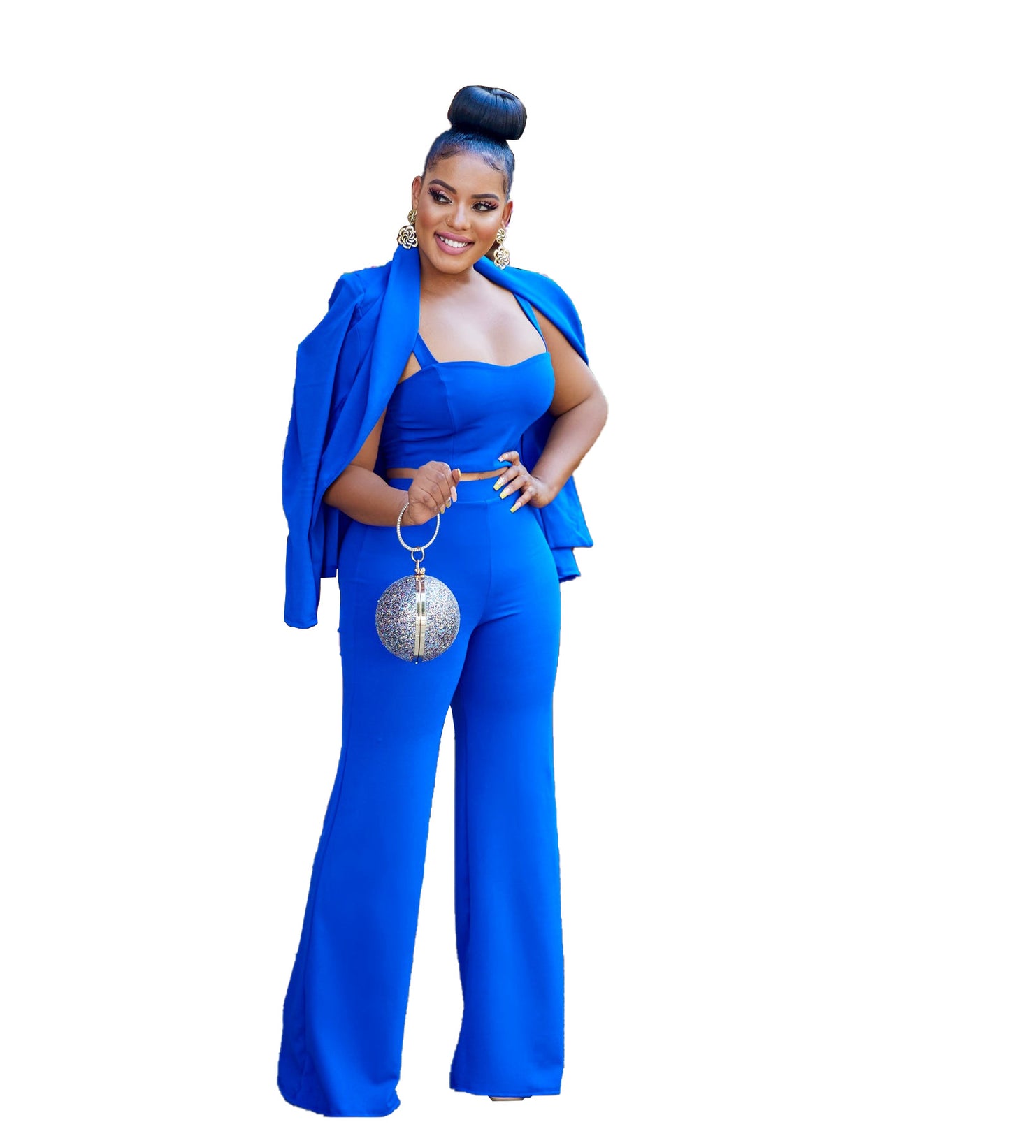 Women's Three-piece Trousers In Solid Color