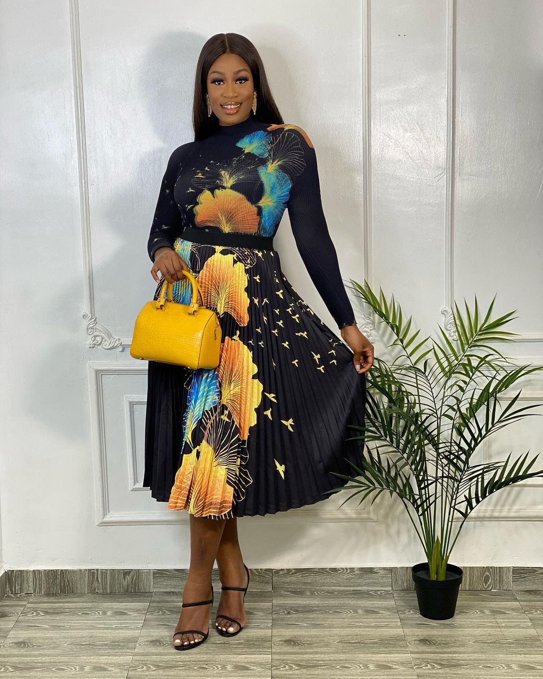 Autumn/Winter 2022 New Fashion Printed Pleated High Waist Skirt Set