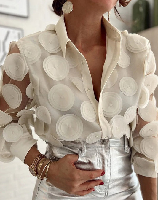 Fashion Women's Three-dimensional Flower Shirt