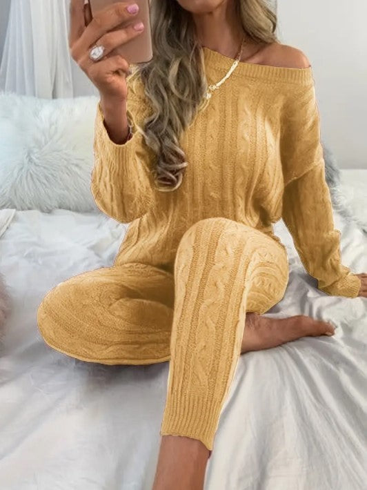 New European And American Fashion Solid Color Set Sweater Woman