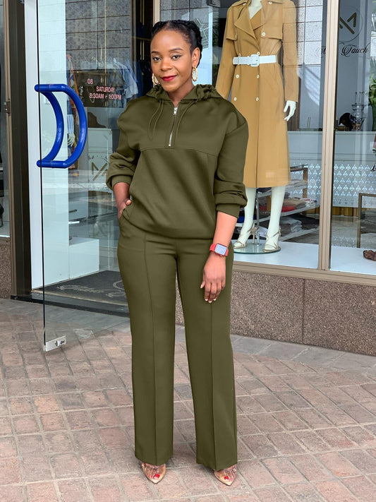 New Women's Solid Color Baggy Pocket Hooded Drawstring Jacket