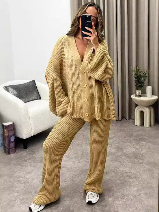 Women's New Autumn-Winter Woolen Casual Thickened Two-Piece Set