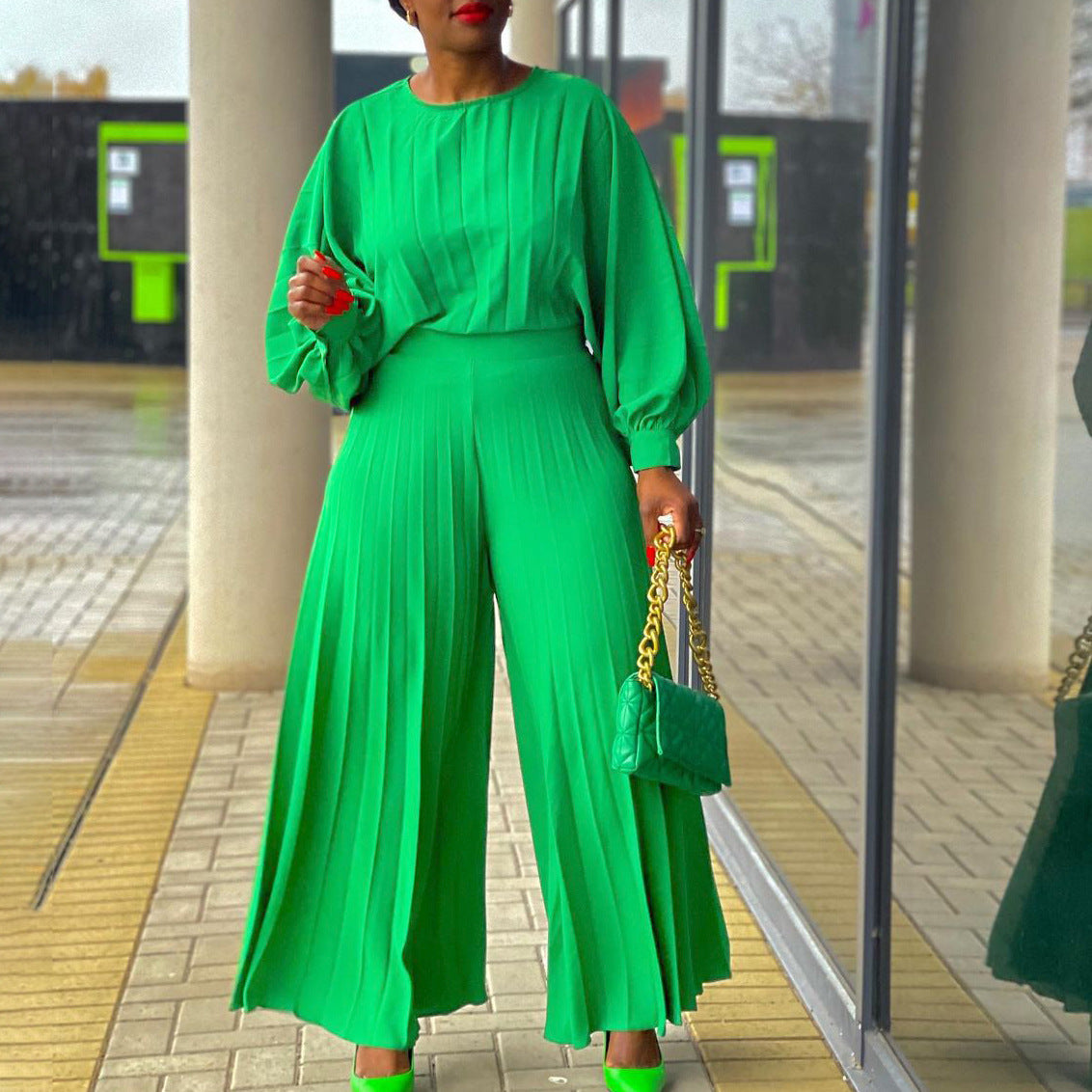 Shirt Top Wide-leg Pants Two-piece Set