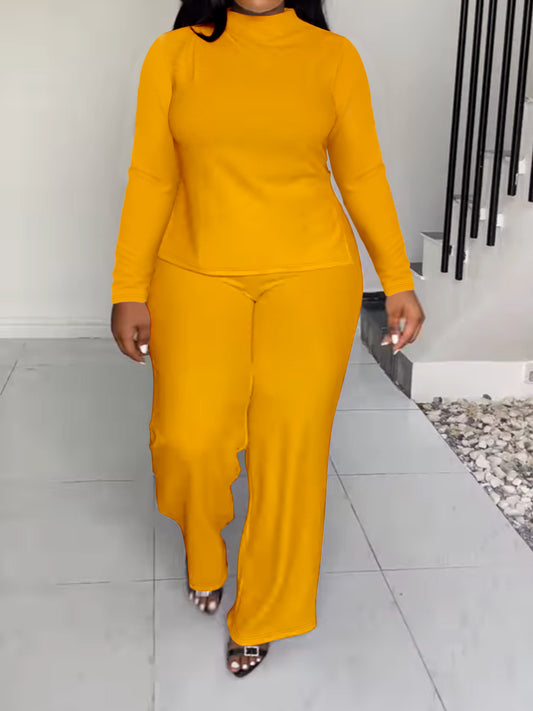 Autumn And Winter New Solid Color Casual Split Long Sleeve Pants Suit