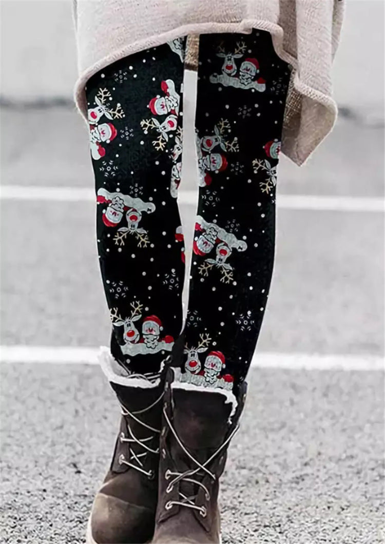 Elastic Pants Printed Slimming Christmas Pants