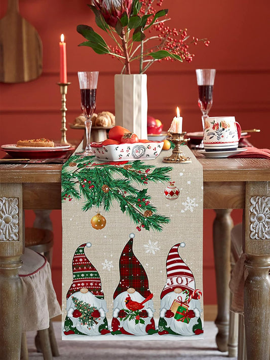 Christmas Atmosphere, Linen Table Flags, Popular Christmas Trees, Santa Claus Printed Restaurant Kitchen Tablecloths
