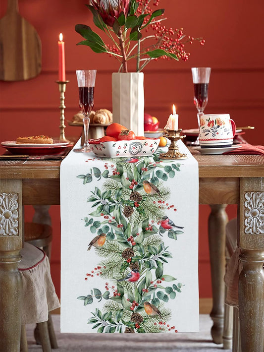 Christmas Atmosphere, Linen Table Flags, Popular Christmas Trees, Santa Claus Printed Restaurant Kitchen Tablecloths