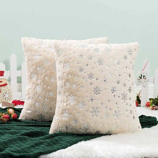 New Christmas Pillow Wholesale Snowflake Hot Gold Fleece Pillowcase Red Cushion Car Home Pillow