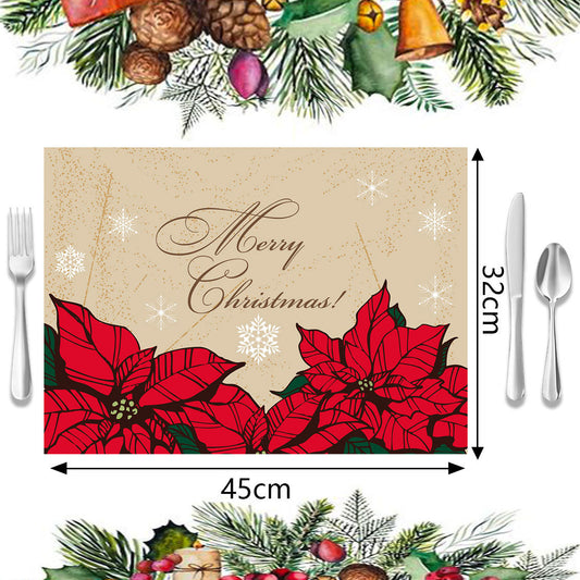 New Christmas Decorative Placemats, Imitation Linen Napkins, Home Dining Table Insulation Pads 32*45cm