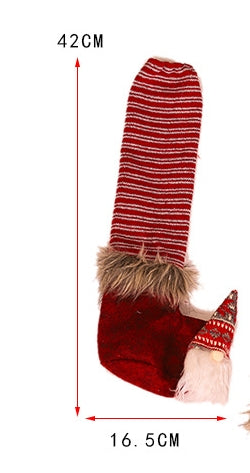 Christmas Fabric Decoration with Striped Elf Mixed Straps, Table Footrest Cover, Kitchen Decoration Props