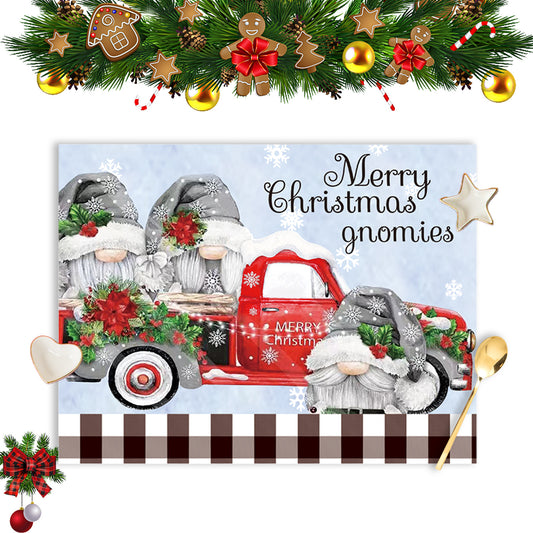 New Christmas Decoration Products Cartoon Printed Forest Man Meal Mat Tableware Set Kitchen Table Decoration Props