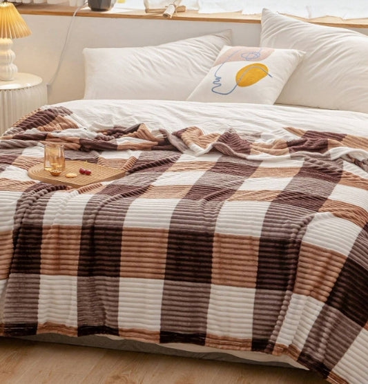 Grid Style Magic Velvet Blanket Print Blanket Double-Sided Velvet Cover Blanket 120*200cm