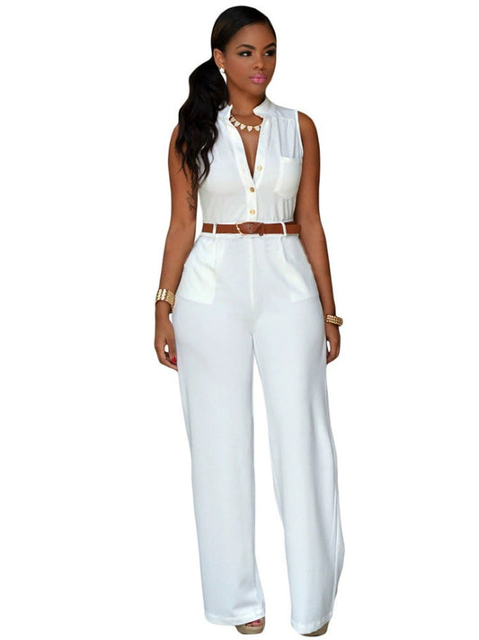 High-waisted Hip-lifting Jumpsuits With Belt