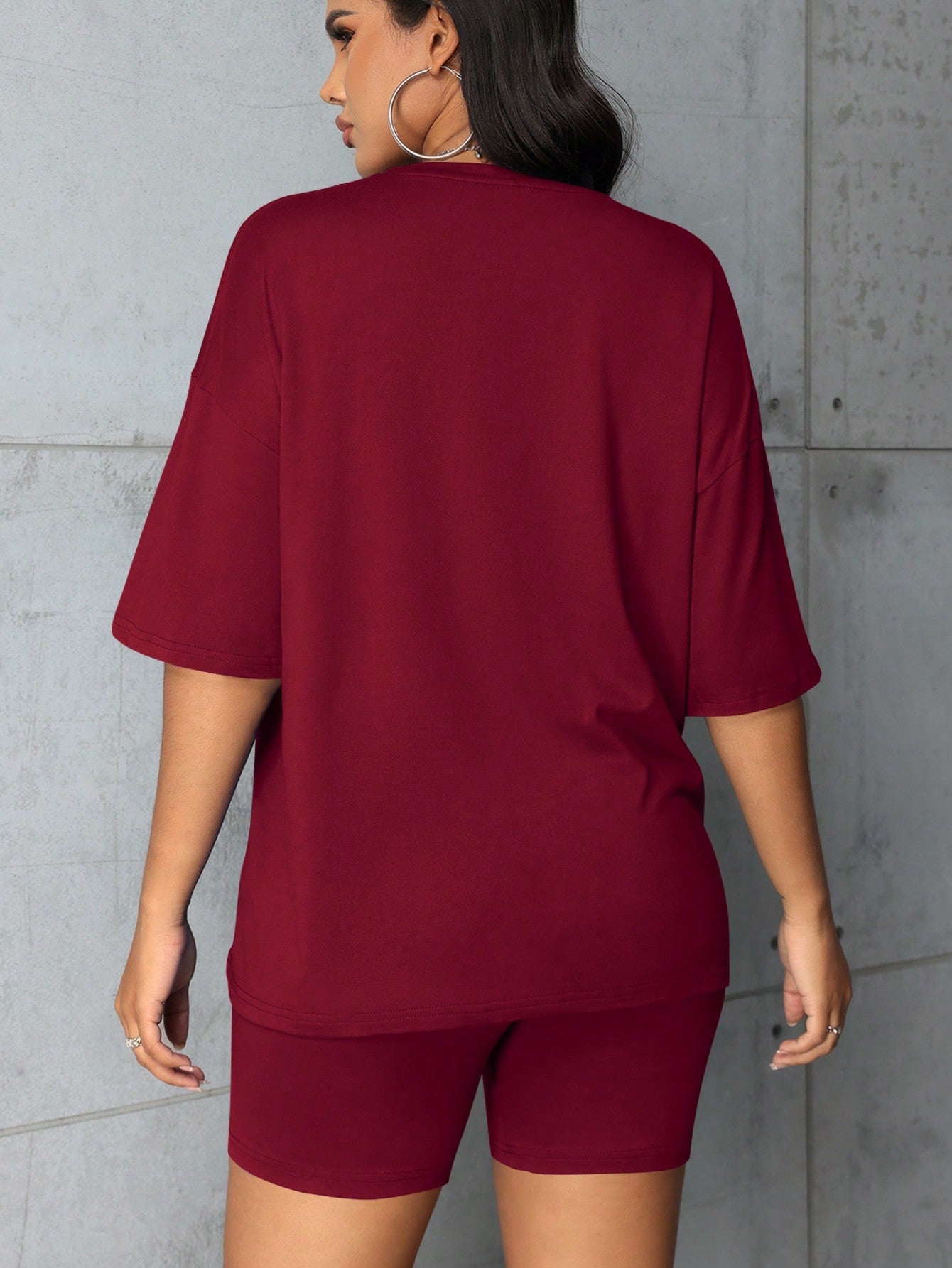 Plus-size fashion all-in-one shorts and short-sleeved suit