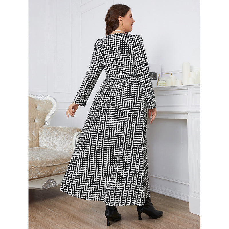 Women's Black And White Checkered Dress