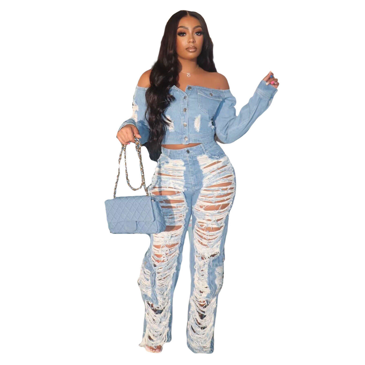 New Women's Fashion Casual Ripped Jeans