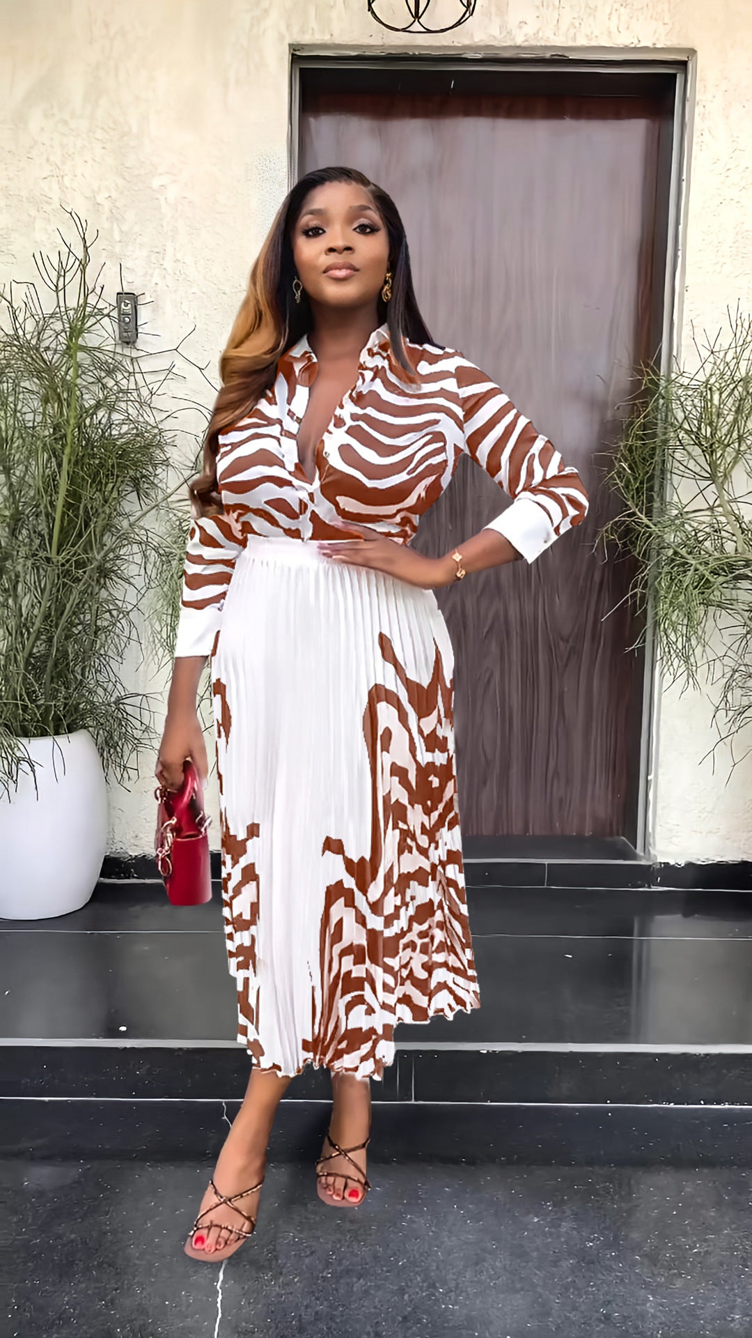 Women's Blouse, Skirt, Two-piece Set