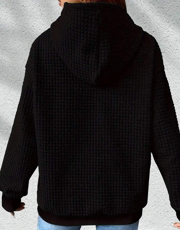 New Small Plaid Pocket Long Sleeve Printed Top Hoodie Woman