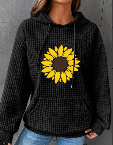 New Small Plaid Pocket Long Sleeve Printed Top Hoodie Woman