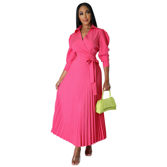High Waisted Fashionable Casual Pleated Women's Dress