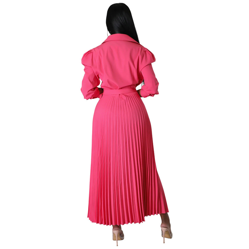 High Waisted Fashionable Casual Pleated Women's Dress
