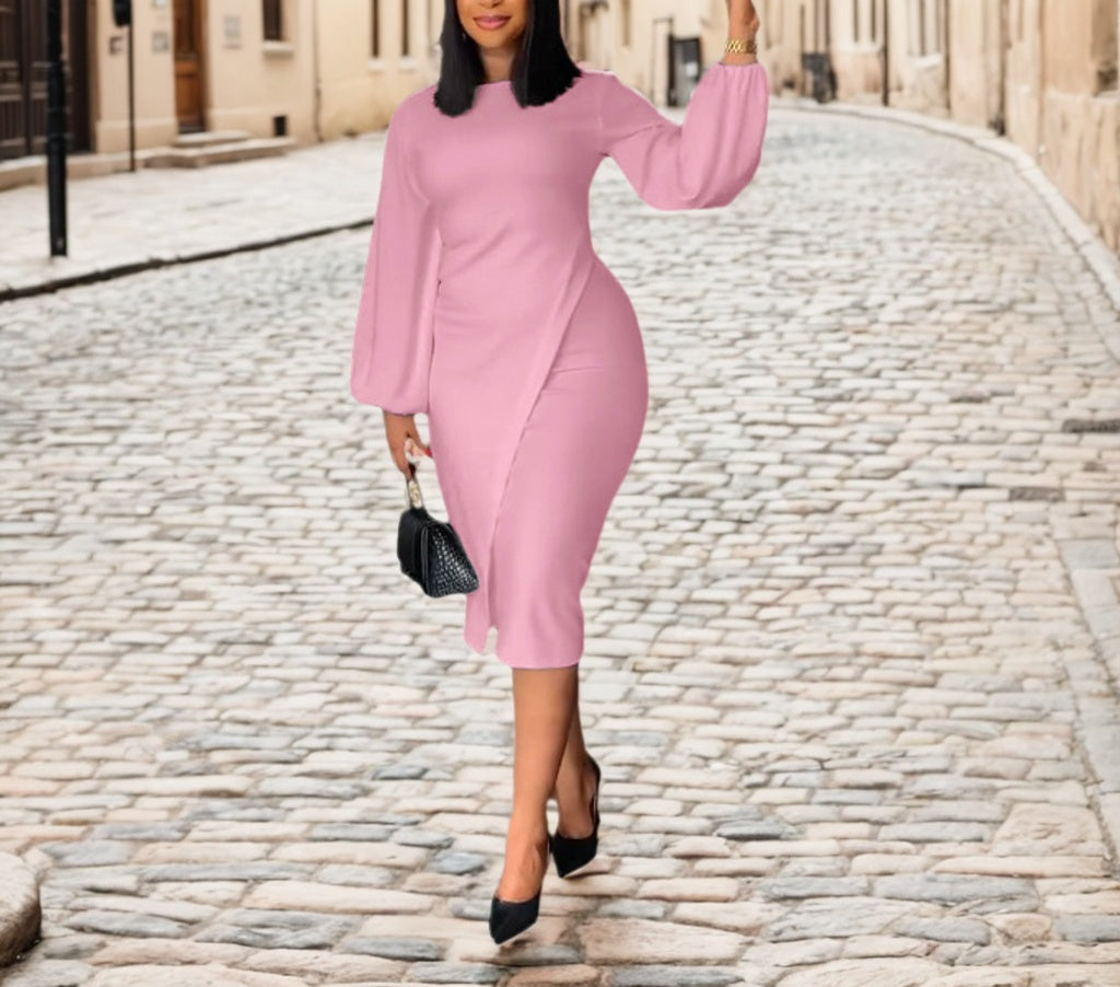 Women's Lantern Long Sleeved Fashionable Dress