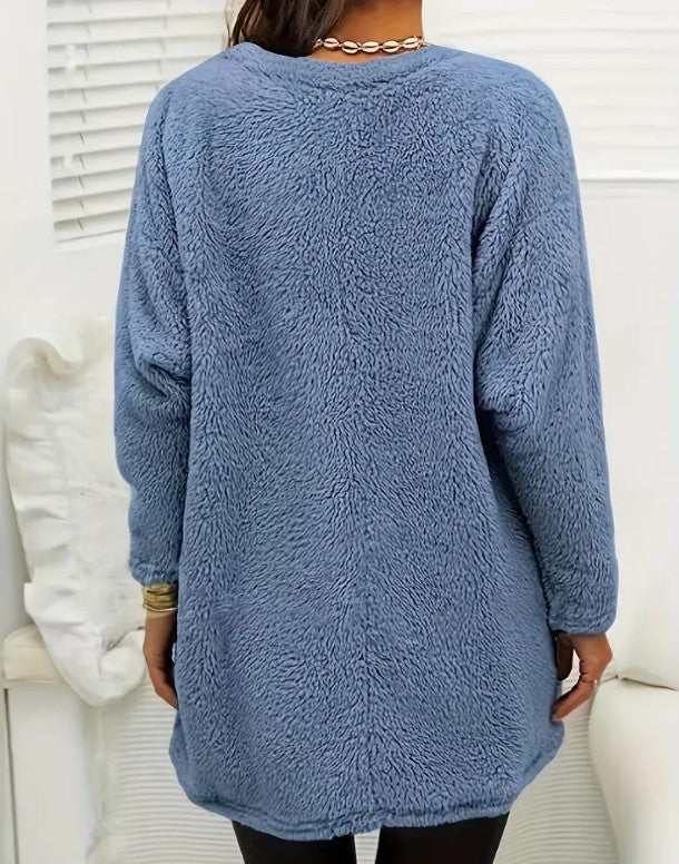 Women's New Loose Long-Sleeved Letter Printed Double-Sided Fleece Pocket Round Neck Hoodie