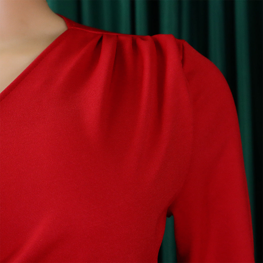 New Fashion Long Sleeved Solid Color Casual Wide Leg Outsize Romper