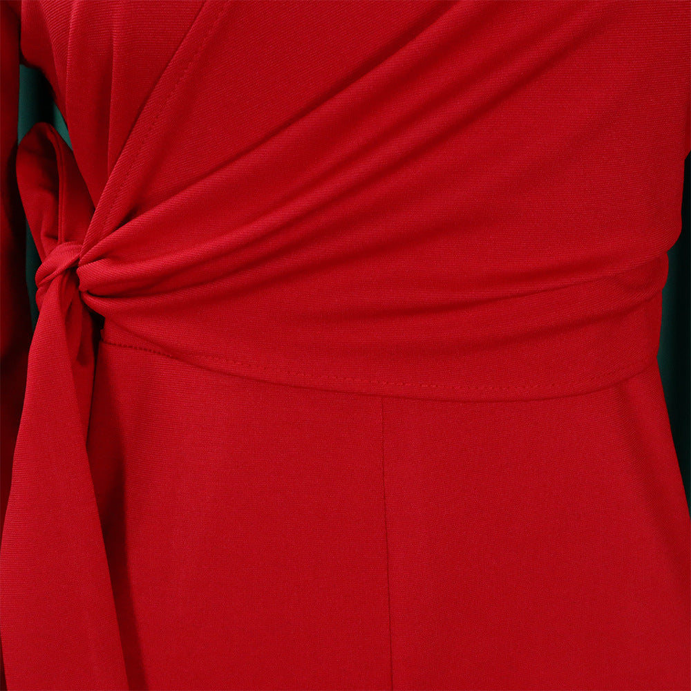 New Fashion Long Sleeved Solid Color Casual Wide Leg Outsize Romper