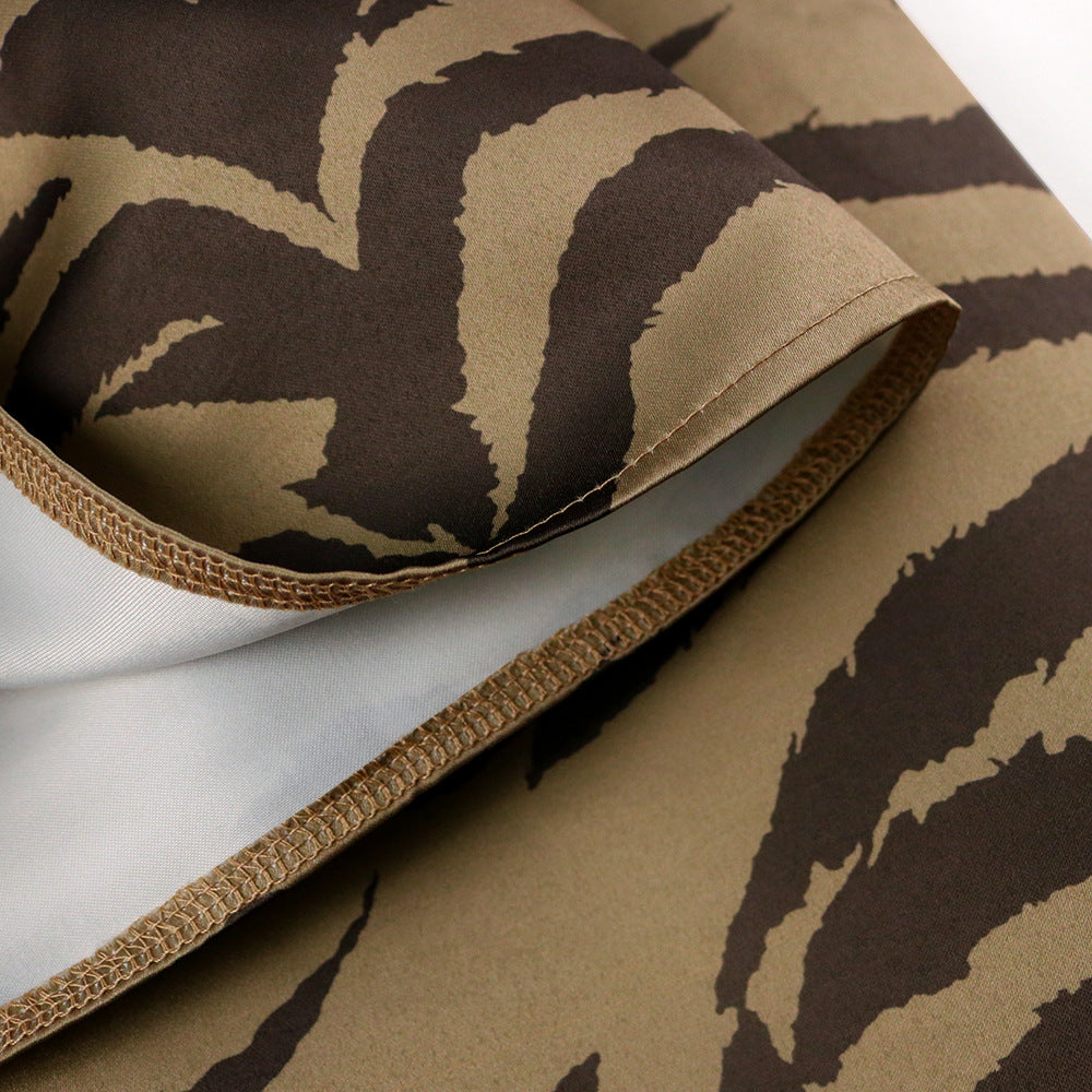 Stand Collar Trumpet Sleeve Button Cardigan Leopard Print Loose Costume