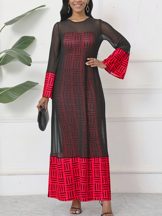Printed Mesh Patchwork Women's Dress