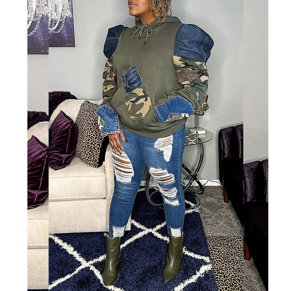 Camouflage Hoodie With Large Pockets