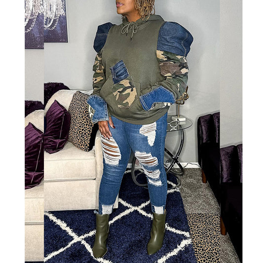 Camouflage Hoodie With Large Pockets