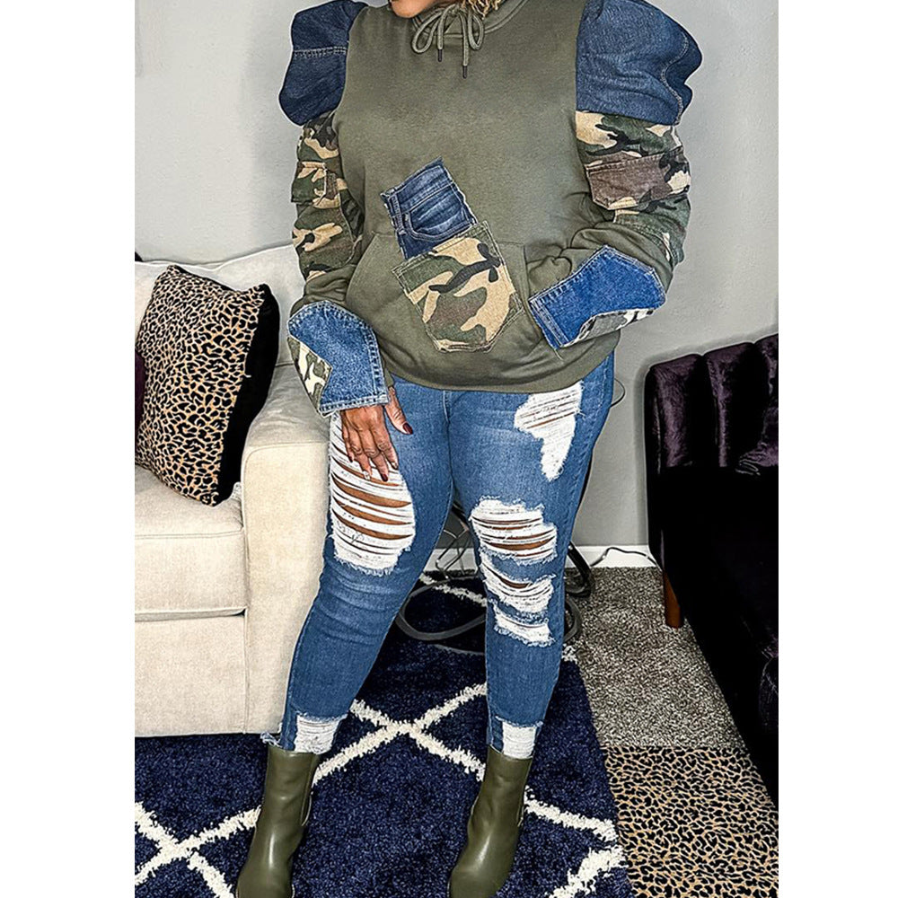 Camouflage Hoodie With Large Pockets