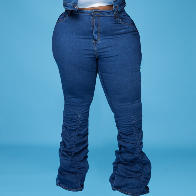 New Fall/Winter Denim Two-Piece Set With Pleats